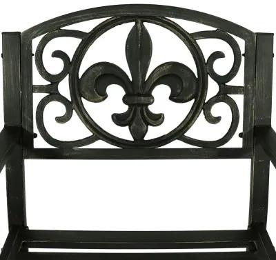 Sunnydaze Fleur-de-Lis Cast Iron and Steel Outdoor Rocking Chair - Black