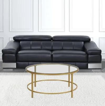 Homezia 36" Gold And Clear Glass Round Coffee Table