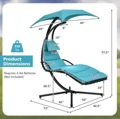 Hanging Curved Steel Swing Chaise Lounger with Removable Canopy