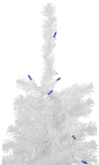 3' Pre-Lit Woodbury White Pine Slim Artificial Christmas Tree  Blue Lights