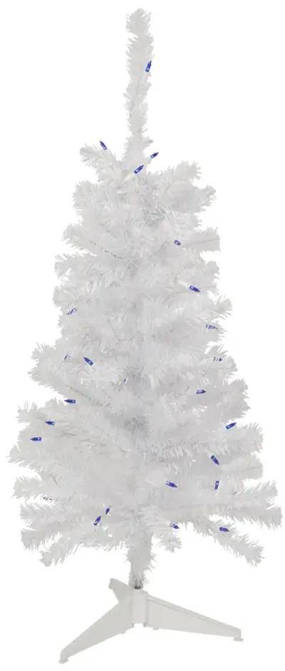 3' Pre-Lit Woodbury White Pine Slim Artificial Christmas Tree  Blue Lights