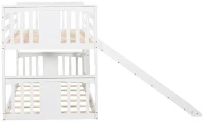 Merax Twin Over Twin Bunk Bed with Slide and Ladder