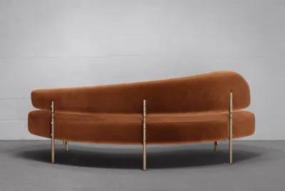 SITIERA_01 Terracota Velvet Upholstered 3-seater Sofa with Aged Bronze Legs by ANDEAN