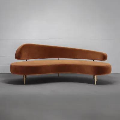 SITIERA_01 Terracota Velvet Upholstered 3-seater Sofa with Aged Bronze Legs by ANDEAN