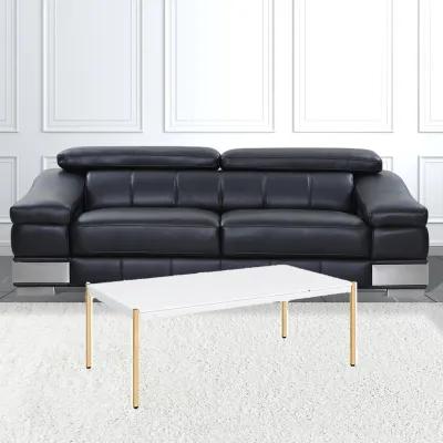 Homezia 48" Gold And White Manufactured Wood And Metal Rectangular Coffee Table