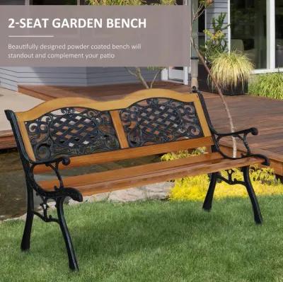 Rustic Outdoor Seating: 50" Teak Wood Slat Bench with Tilted Back