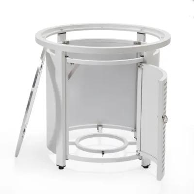 LeisureMod Walbrooke Patio Round Fire Pit and Tank Holder with Slats Design