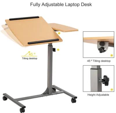 Costway Adjustable Laptop Notebook Desk Table Stand Holder Swivel Home Office Wheels New