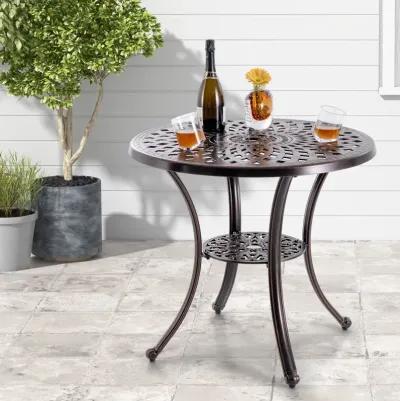 Patio Cast Aluminum Table 31 Inch Diameter Round Table with Umbrella Hole