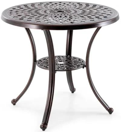 Patio Cast Aluminum Table 31 Inch Diameter Round Table with Umbrella Hole