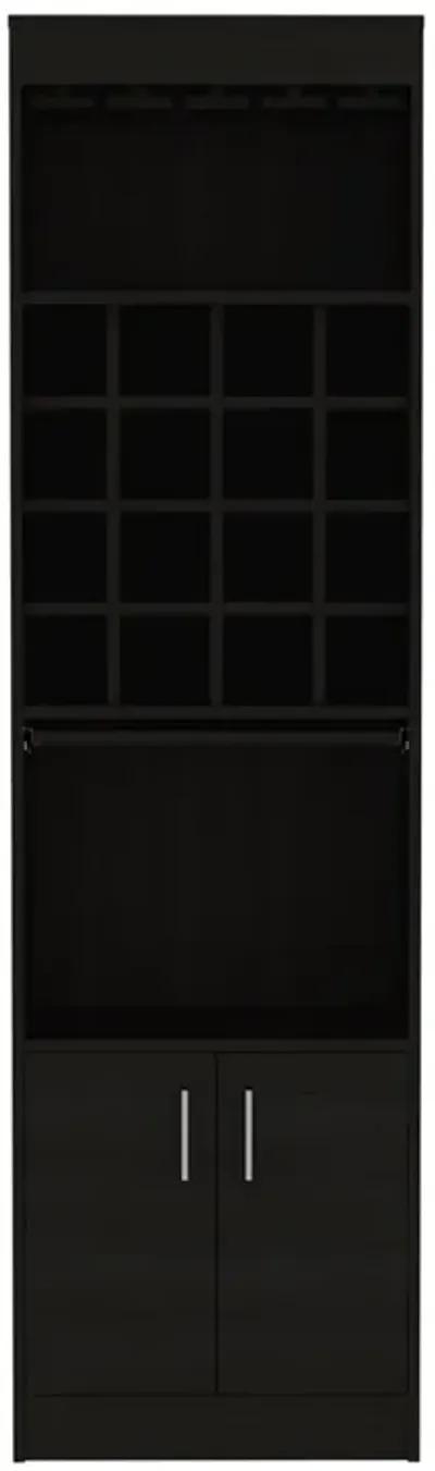 Wolcott 16-Bottle 1-Shelf Bar Cabinet Black Wengue