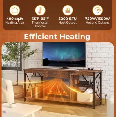 Hivvago 23 Inches 750W/1500W Electric Fireplace Heater with Alter Flame Color and Brightness