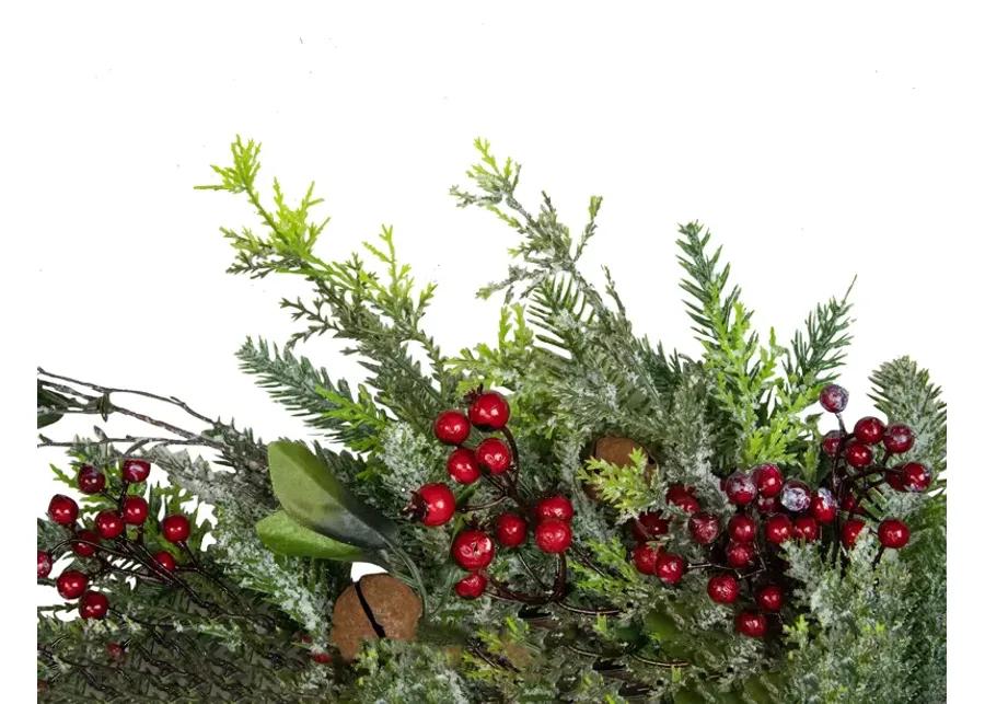 Frosted Pine and Berry Artificial Christmas Wreath  25-Inch  Unlit