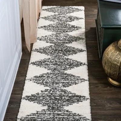 Elm Diamond Stripe Geometric Shag Area Rug