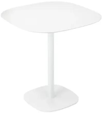 Liki 28 Inch Bistro Dining Table, Round Top and Base, Modern White Metal - Benzara