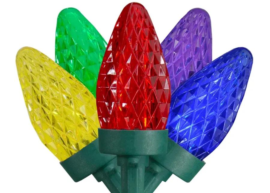 50 Count Multi-Color LED C7 Faceted Christmas Lights  20.25 ft Green Wire