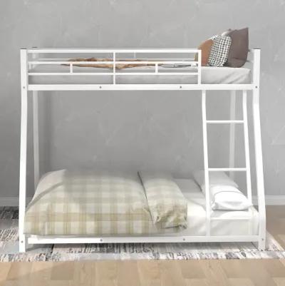 Merax Modern Metal Floor Bunk Bed with Sloping Stairs