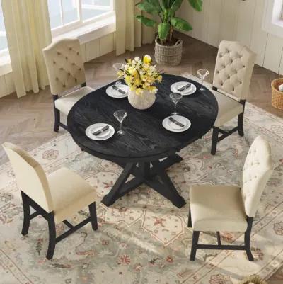 Merax Retro Style Dining Set with Extendable Table and 4 Chairs