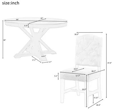 Merax Retro Style Dining Set with Extendable Table and 4 Chairs