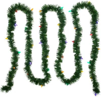 18' x 3" Pre-Lit Pine Artificial Christmas Garland  Multicolor LED Faceted Lights