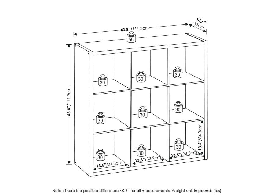 Furinno Cubicle Open Back Decorative Cube Storage Organizer, 9-Cube, Light Grey