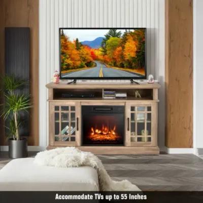 Hivvago 48 Inch Electric Fireplace TV Stand with Cabinets for TVs Up to 55 Inch