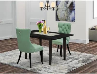 3 Piece Kitchen Table Set Contains a Rectangle Dining Table with Butterfly Leaf