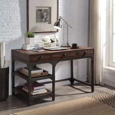 Gordon Writing Desk, Espresso Oak Finish & Black Metal OF 00143