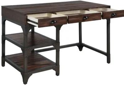 Gordon Writing Desk, Espresso Oak Finish & Black Metal OF 00143