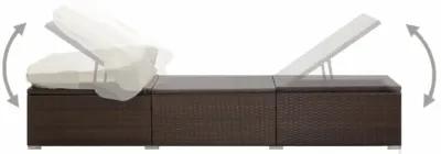 vidaXL Sun Lounger with Canopy and Cushion Poly Rattan Brown