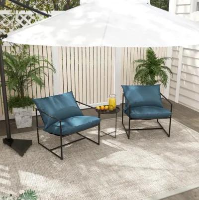 Hivvago 2 Pieces Sling Accent Chair Leisure Chair with Weatherproof Seat Fabric Indoor Outdoor