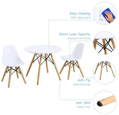 Kid's Modern Dining Table Set with 2 Armless Chairs