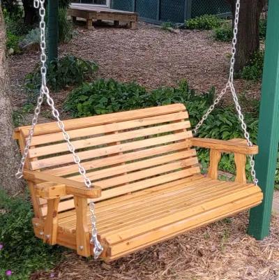 Sunnydaze 2-Person Wooden Porch Swing with Armrests/Chains - Traditional