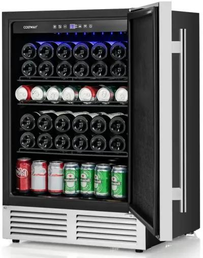 24 Inches Beverage Refrigerator with Removable Shelves and Adjustable Temperature-Silver