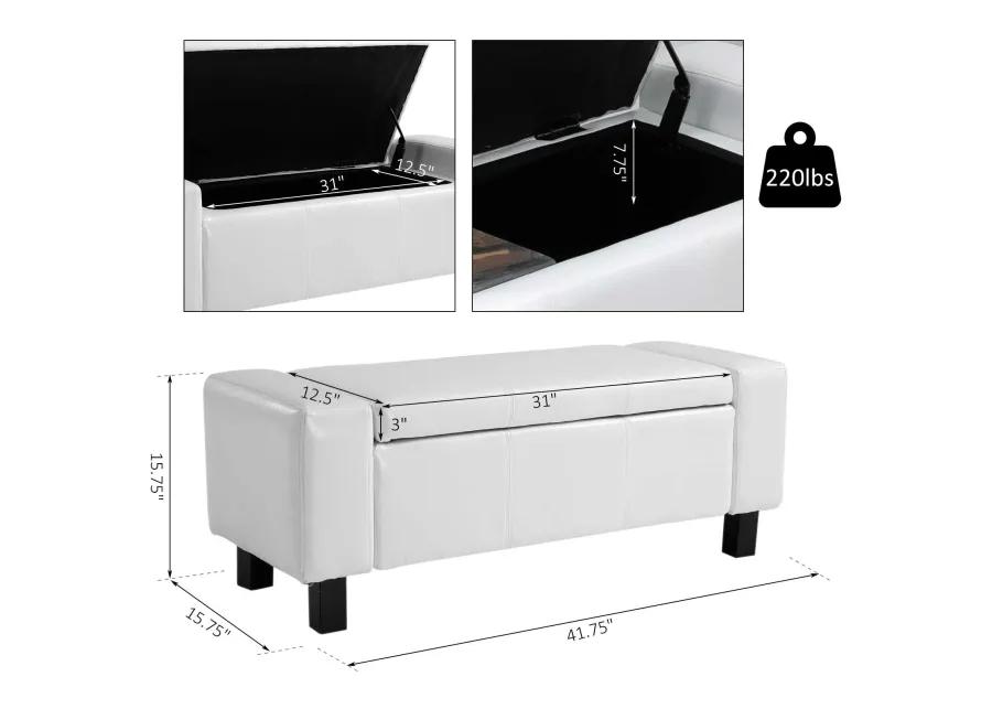 42� Bedroom Ottoman Storage Bench Footstool Organizer Closet Entryway PU