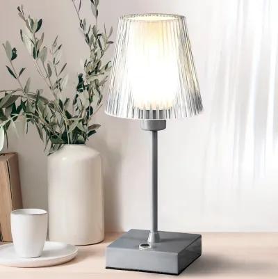 Oscar Modern Industrial Rechargeablecordless Iron/Acrylic Integrated LED Table Lamp with Ribbed S