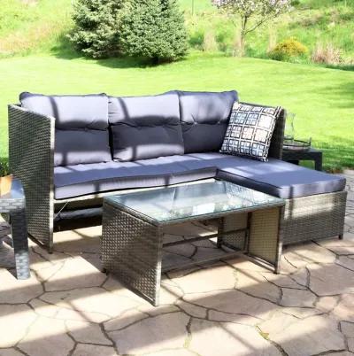 Sunnydaze Longford Rattan Patio Low-Back Chaise Sectional Set