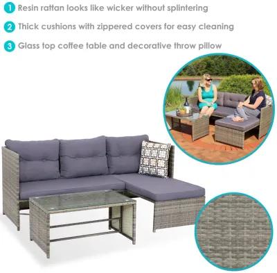 Sunnydaze Longford Rattan Patio Low-Back Chaise Sectional Set