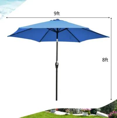 Hivvago 9 FT Outdoor Market Patio Table Umbrella Push Button Tilt Crank Lift