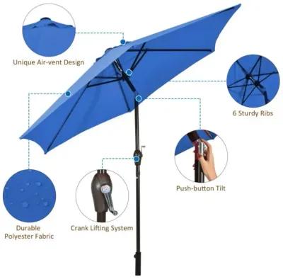 Hivvago 9 FT Outdoor Market Patio Table Umbrella Push Button Tilt Crank Lift