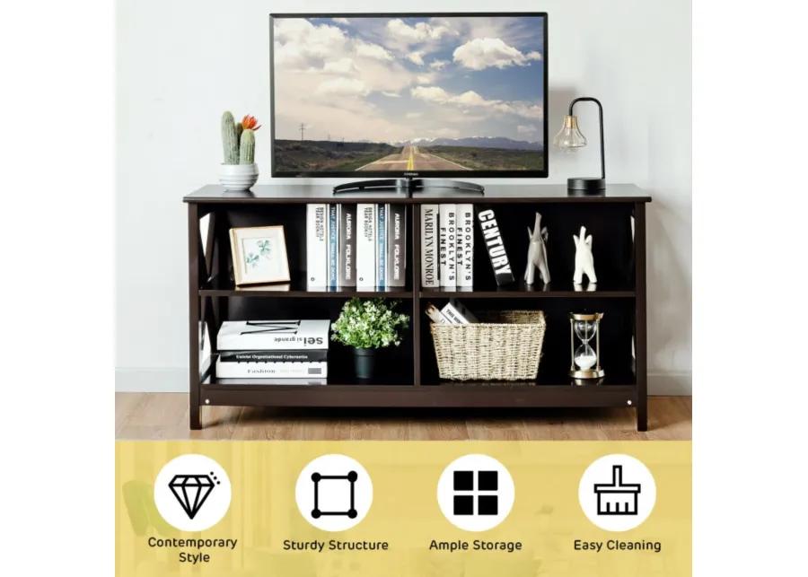 Hivvago Wooden TV Stand Entertainment for TVs up to 55 Inch with X-Shaped Frame