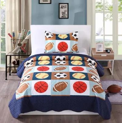 MarCielo Kids Football Soccer Quilt Bedspread Set For Teens Girls Boys.