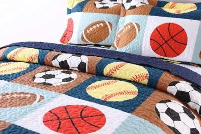 MarCielo Kids Football Soccer Quilt Bedspread Set For Teens Girls Boys.