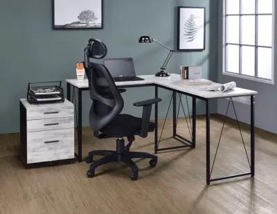 ACME Zaidin Writing Desk, Antique White & Black Finish