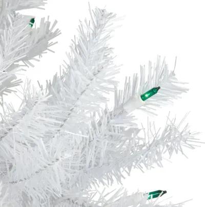 6.5’ Pre-Lit Slim Geneva White Spruce Artificial Christmas Tree  Green Lights