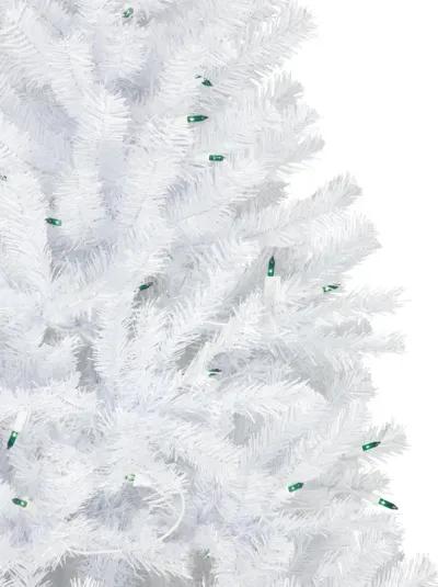 6.5’ Pre-Lit Slim Geneva White Spruce Artificial Christmas Tree  Green Lights