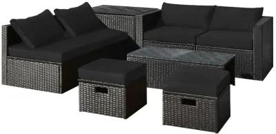 8 Pieces Patio Rattan Storage Table Furniture Set