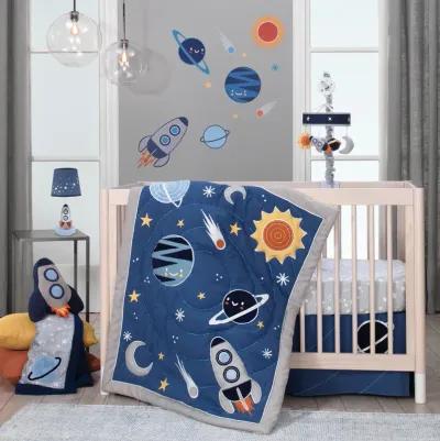 Lambs & Ivy Milky Way Baby Blanket - Blue, Gray, Modern, Celestial