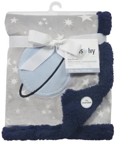 Lambs & Ivy Milky Way Baby Blanket - Blue, Gray, Modern, Celestial