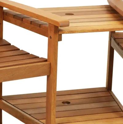 Sunnydaze Meranti Wood Patio Jack-and-Jill Chairs with Attached Table